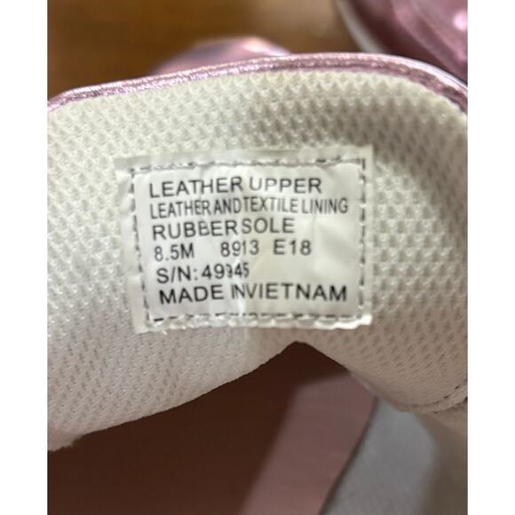 Tory Burch Sport Ruffle Trainer Pink Metallic Leather Lace Up Sneakers Size 8.5 - Picture 8 of 8